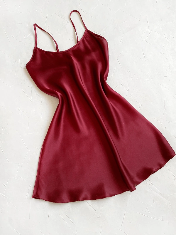 Claret Red Satin Nightgown