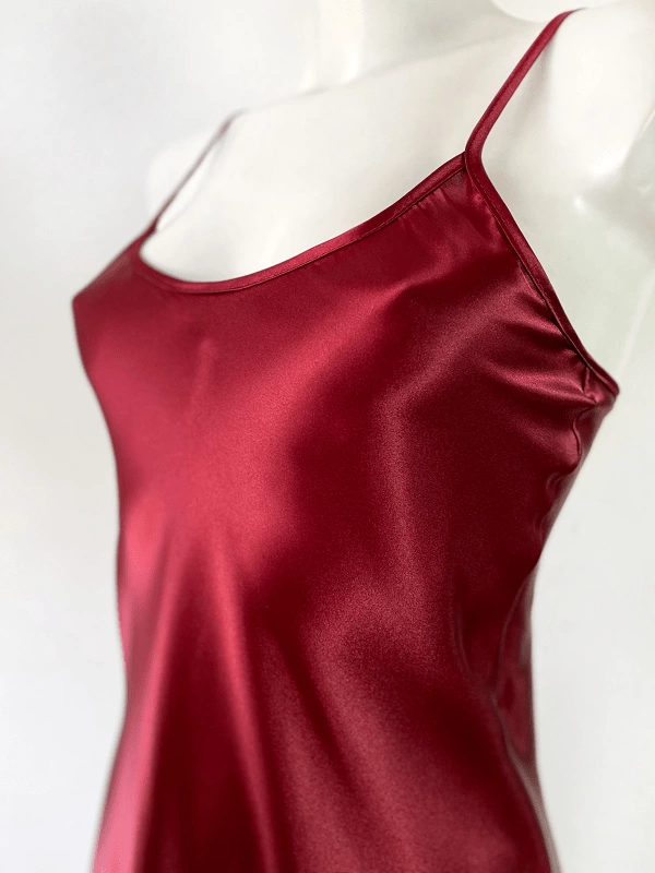 Claret Red Satin Nightgown