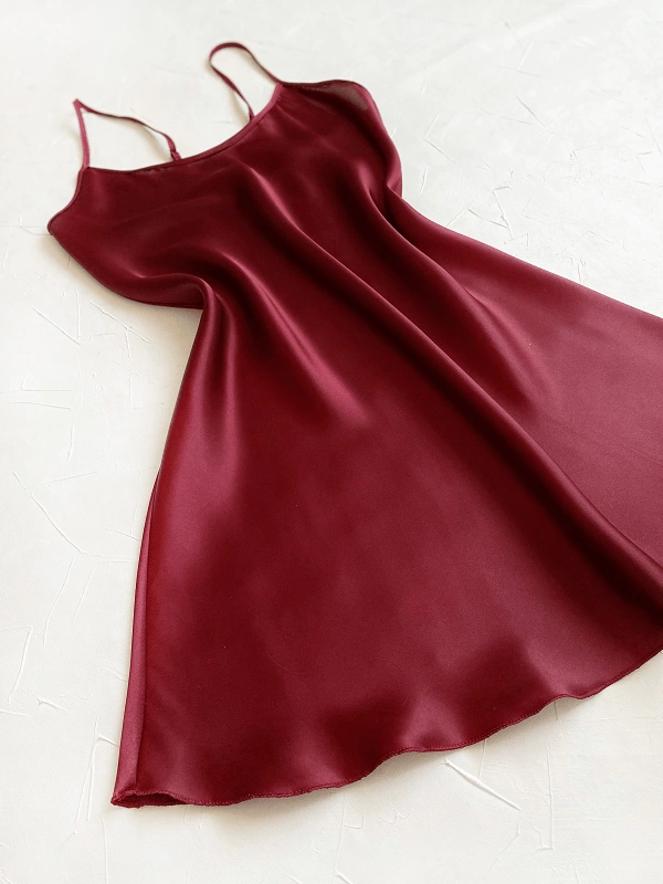 Claret Red Satin Nightgown