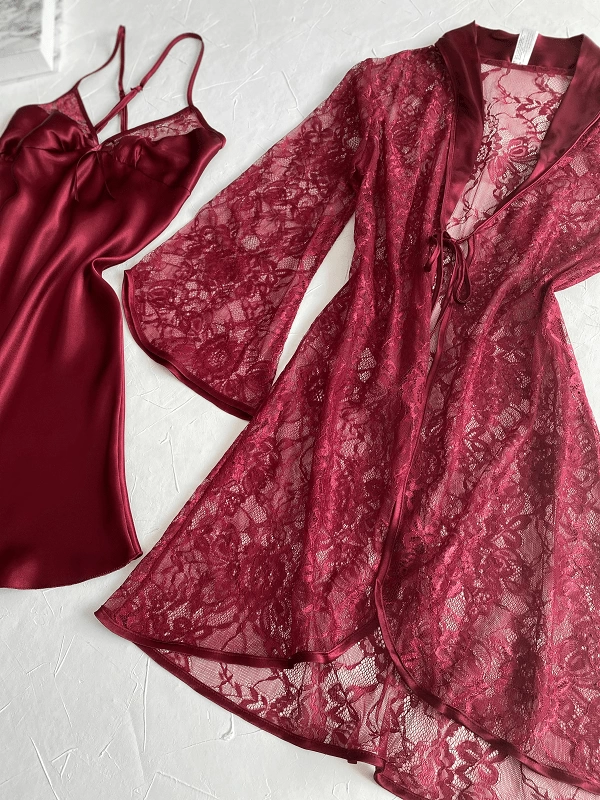 Lace Robe Nightgown Set