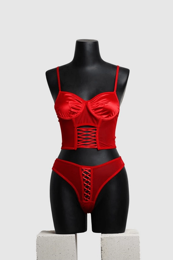 Ribbon Detailed Corset Set