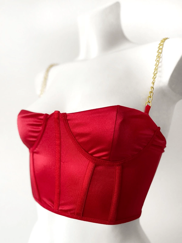 Chain Strap Satin Bustier