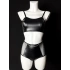 Chain Detailed Leather Bra Set