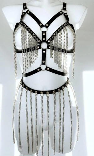 Chain Skirt And Bra Harness Set