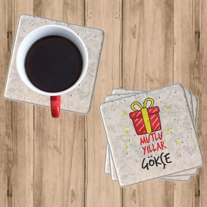 Mutlu Yıllar Bardak Altlığı (4lü)