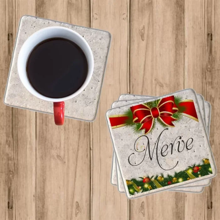 Mutlu Yıllar Bardak Altlığı (4lü)