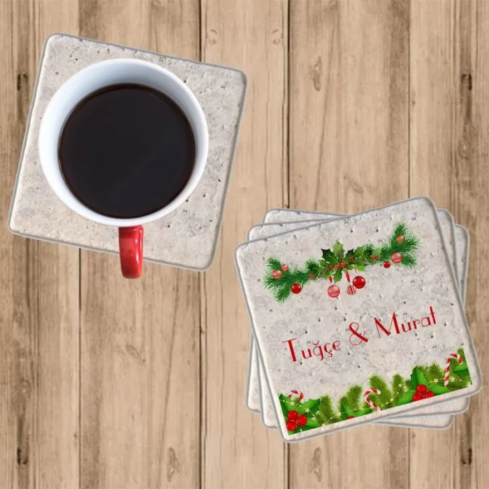 İsimli Taş Bardak Altlığı (4lü)
