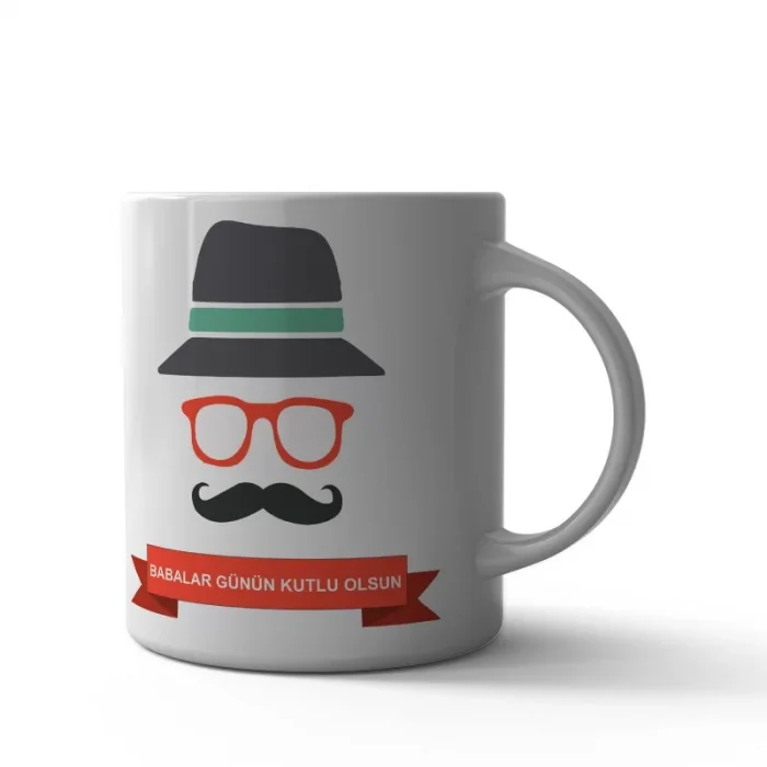 Bıyıklı ve Gözlüklü Baba Tasarımlı Kupa