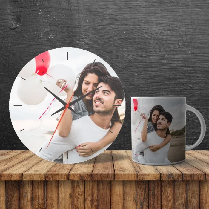 Kişiye Özel Resimli Kupa ve Duvar Saati Seti