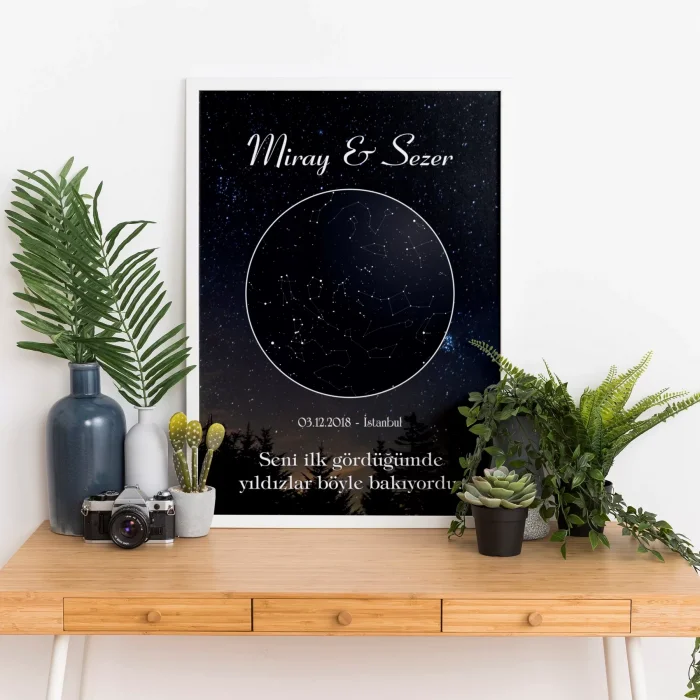 Kişiye Özel Gökyüzü Yıldız Haritası Tablo
