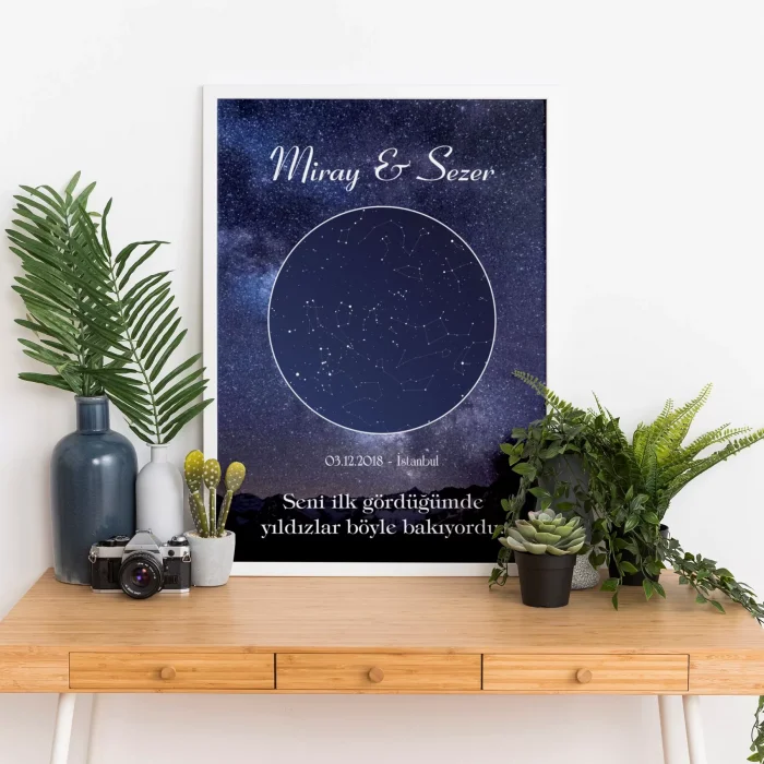 Kişiye Özel Gökyüzü Yıldız Haritası Tablo