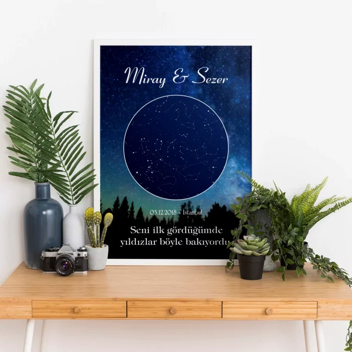 Kişiye Özel Gökyüzü Yıldız Haritası Tablo