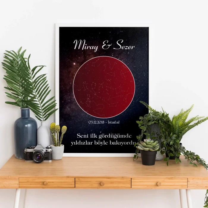Kişiye Özel Gökyüzü Yıldız Haritası Tablo