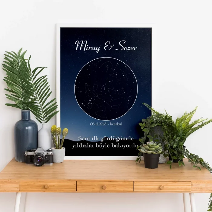 Kişiye Özel Gökyüzü Yıldız Haritası Tablo