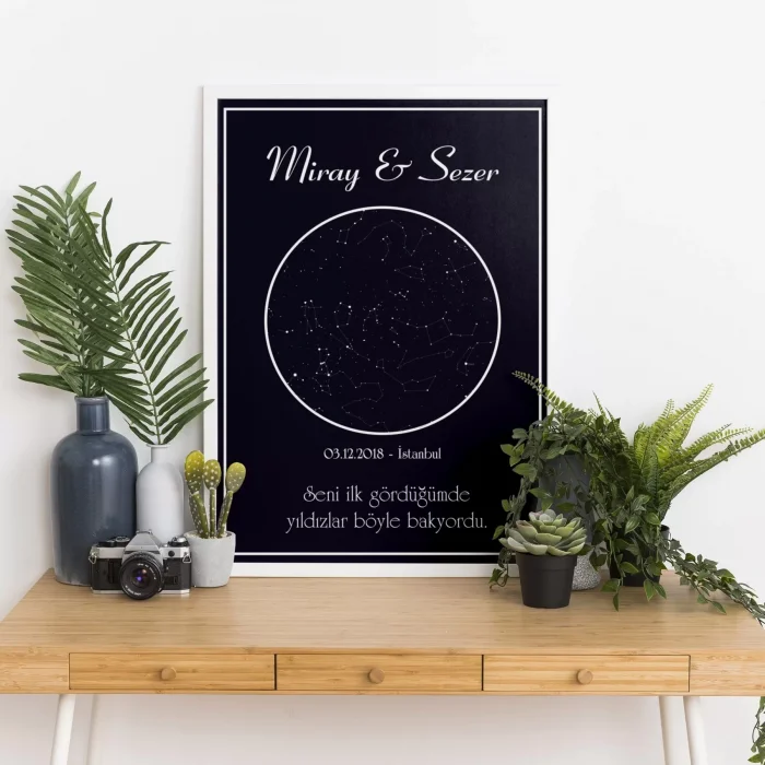 Kişiye Özel Gökyüzü Yıldız Haritası Tablo