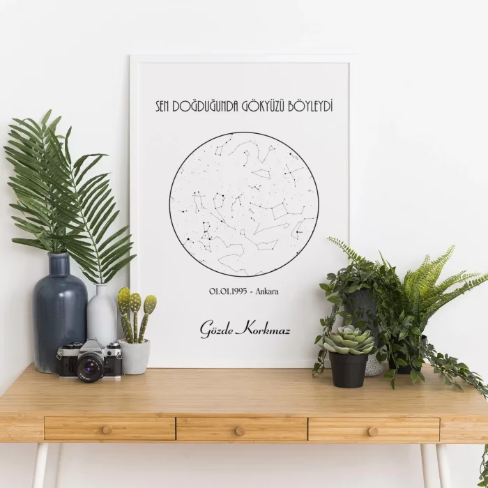 Kişiye Özel Gökyüzü Yıldız Haritası Tablo