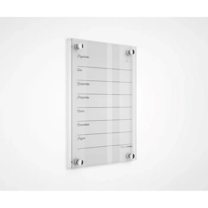 Akrilik Duvar Tipi HaftalıkPlanlayıcı 30x40 cm Dikey