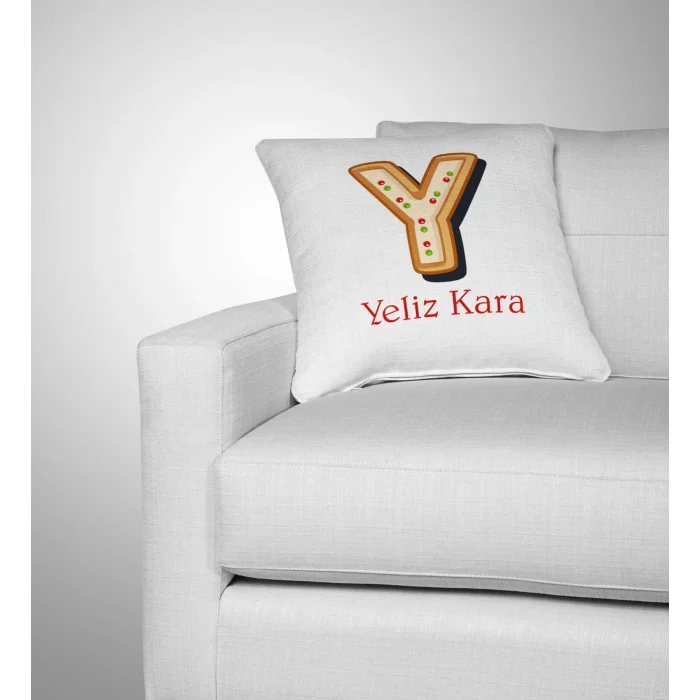 Harf Tasarımlı Kişiye Özel İsimli Yastık