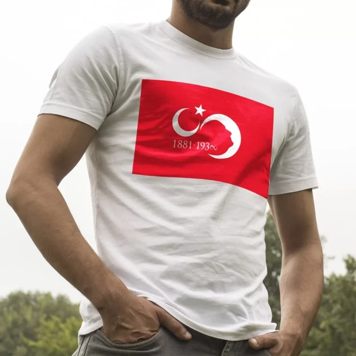 Ay Yıldız Atatürk Silüet Kırmızı Beyaz Tişört