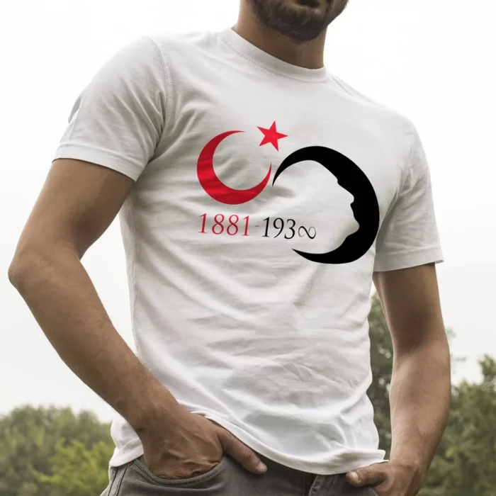 Ay Yıldız Atatürk Silüet Beyaz Tişört