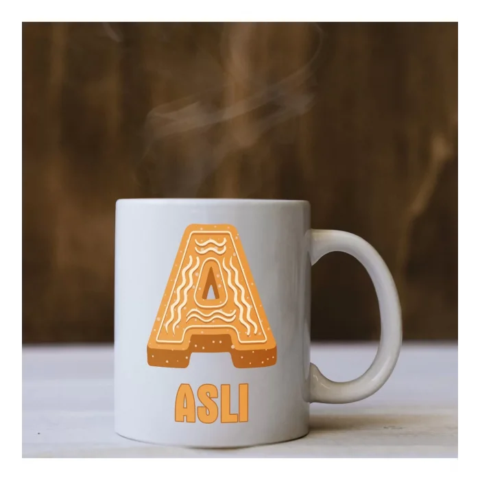 Harf Tasarımlı Kişiye Özel İsimli Kupa