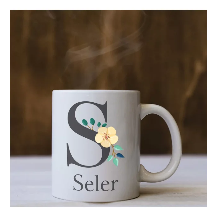 Harf Tasarımlı Kişiye Özel İsimli Kupa