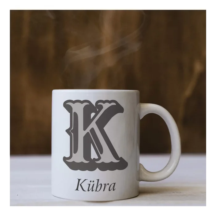 Harf Tasarımlı Kişiye Özel İsimli Kupa
