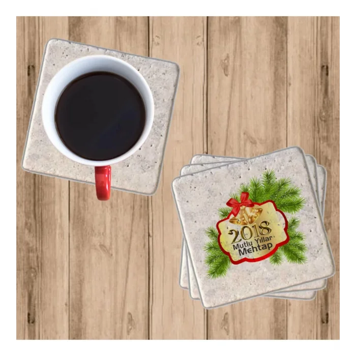 Mutlu Yıllar Bardak Altlığı (4lü)