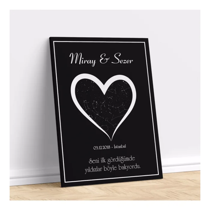 Kişiye Özel Gökyüzü Yıldız Haritası Kanvas Tablo