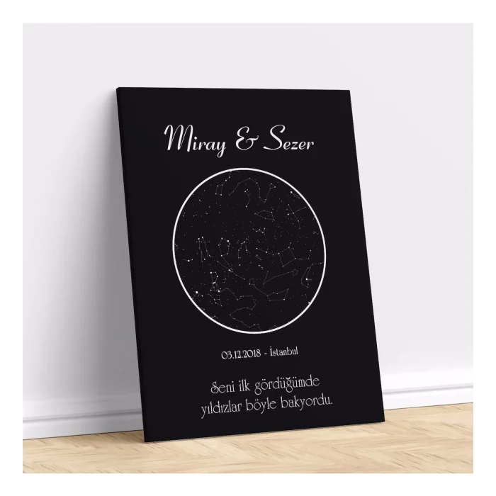 Kişiye Özel Gökyüzü Yıldız Haritası Kanvas Tablo