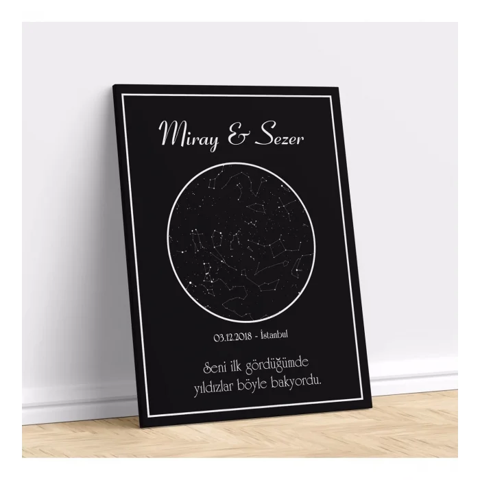 Kişiye Özel Gökyüzü Yıldız Haritası Kanvas Tablo