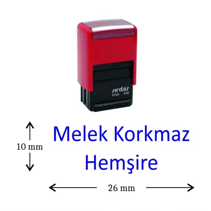 İsim Unvan Kaşesi (Öğretmen, Hemşire, İsim Unvan) - 10x26 mm - Mavi, Siyah, Kırmızı Mürekkepli - Küçük Boy