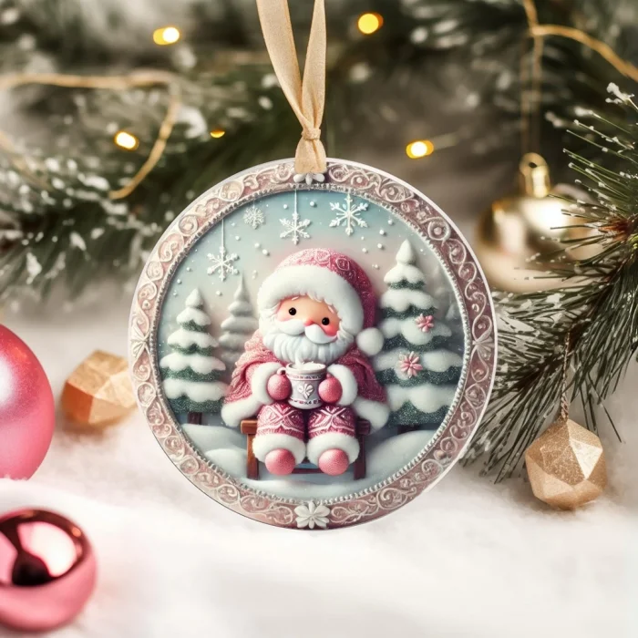 Yılbaşı Çam Ağacı Süsü - 3D Tasarımlı UV Baskılı - Noel Baba