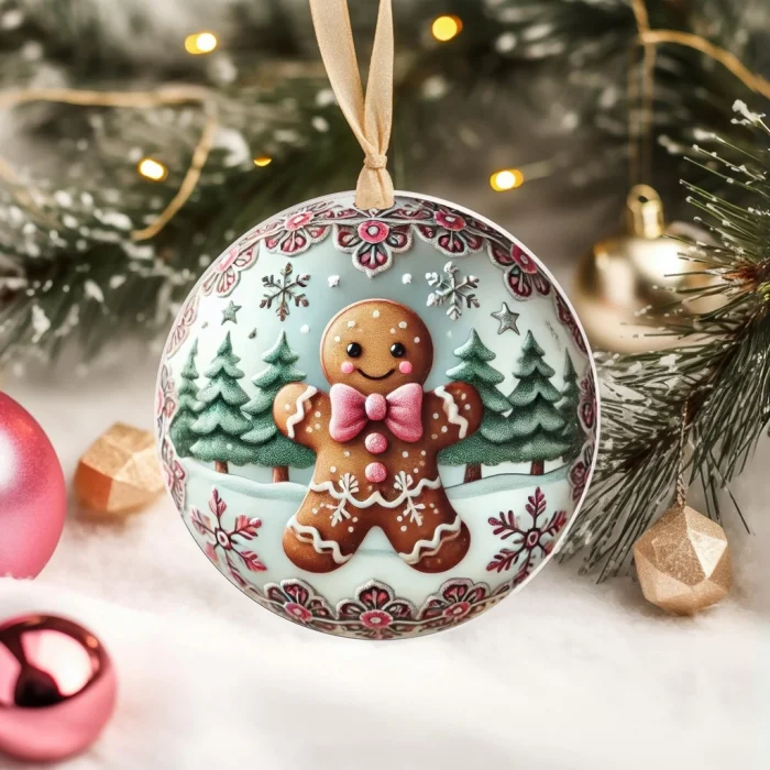 Yılbaşı Çam Ağacı Süsü - 3D Tasarımlı UV Baskılı - Kurabiye Adam