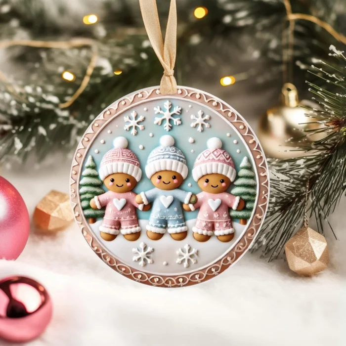 Yılbaşı Çam Ağacı Süsü - 3D Tasarımlı UV Baskılı - Bebekli