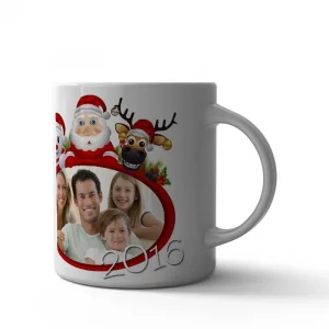 Noel Baba ve Geyik Çerçeveli Kupa Bardak