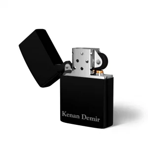 Kişiye Özel İsimli Siyah Metal Çakmak