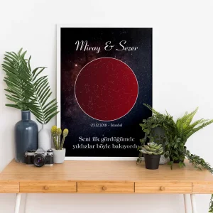 Kişiye Özel Gökyüzü Yıldız Haritası Tablo