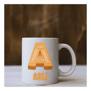 Harf Tasarımlı Kişiye Özel İsimli Kupa