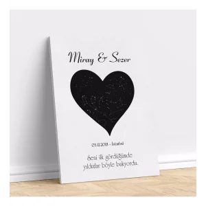 Kişiye Özel Gökyüzü Yıldız Haritası Kanvas Tablo