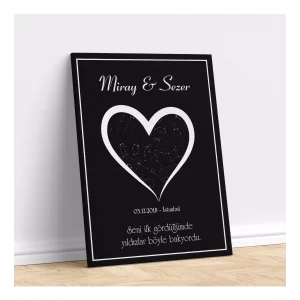 Kişiye Özel Gökyüzü Yıldız Haritası Kanvas Tablo