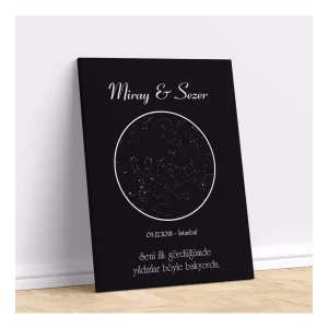 Kişiye Özel Gökyüzü Yıldız Haritası Kanvas Tablo