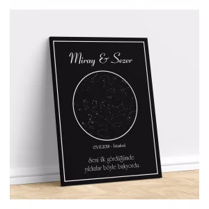 Kişiye Özel Gökyüzü Yıldız Haritası Kanvas Tablo