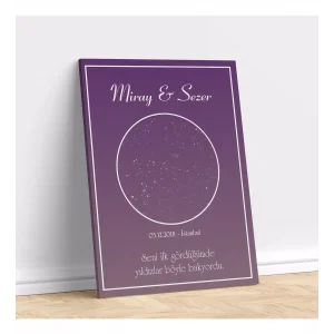 Kişiye Özel Gökyüzü Yıldız Haritası Kanvas Tablo