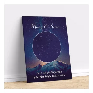 Kişiye Özel Gökyüzü Yıldız Haritası Kanvas Tablo