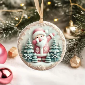 Yılbaşı Çam Ağacı Süsü - 3D Tasarımlı UV Baskılı - Noel Baba