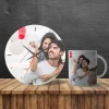 Kişiye Özel Resimli Kupa ve Duvar Saati Seti