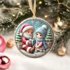 Yılbaşı Çam Ağacı Süsü - 3D Tasarımlı UV Baskılı - Noel Baba ve Kız