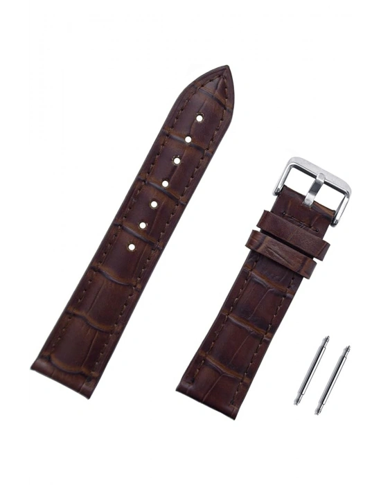 Koyu Kahverengi Kroko <7 >hakiki Dana Derisi Saat Kordonu Kayış 22 Mm