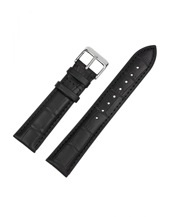 Siyah Kroko< 6 > Hakiki Dana Derisi Saat Kordonu Kayış 22 Mm